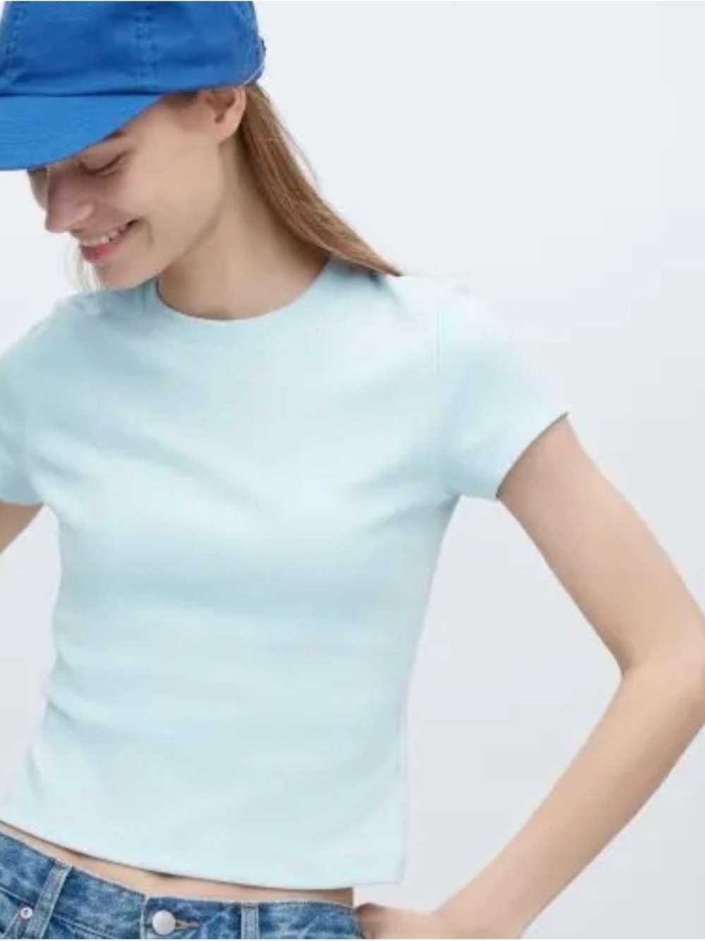 Uniqlo Pastel Blue Mini Short Sleeve Crewneck Tee
